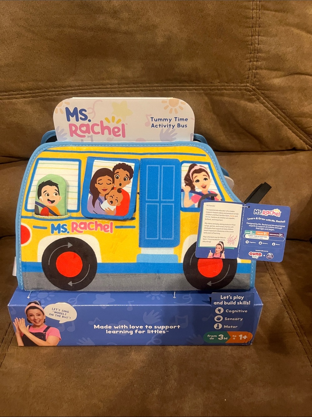 Rachel Yellow and Blue Tummy Time Activity Bus Toy